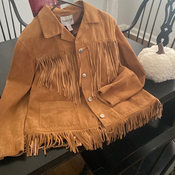 Chicos size 2 Jackets & Blazers - Leather fringe Chico jacket
